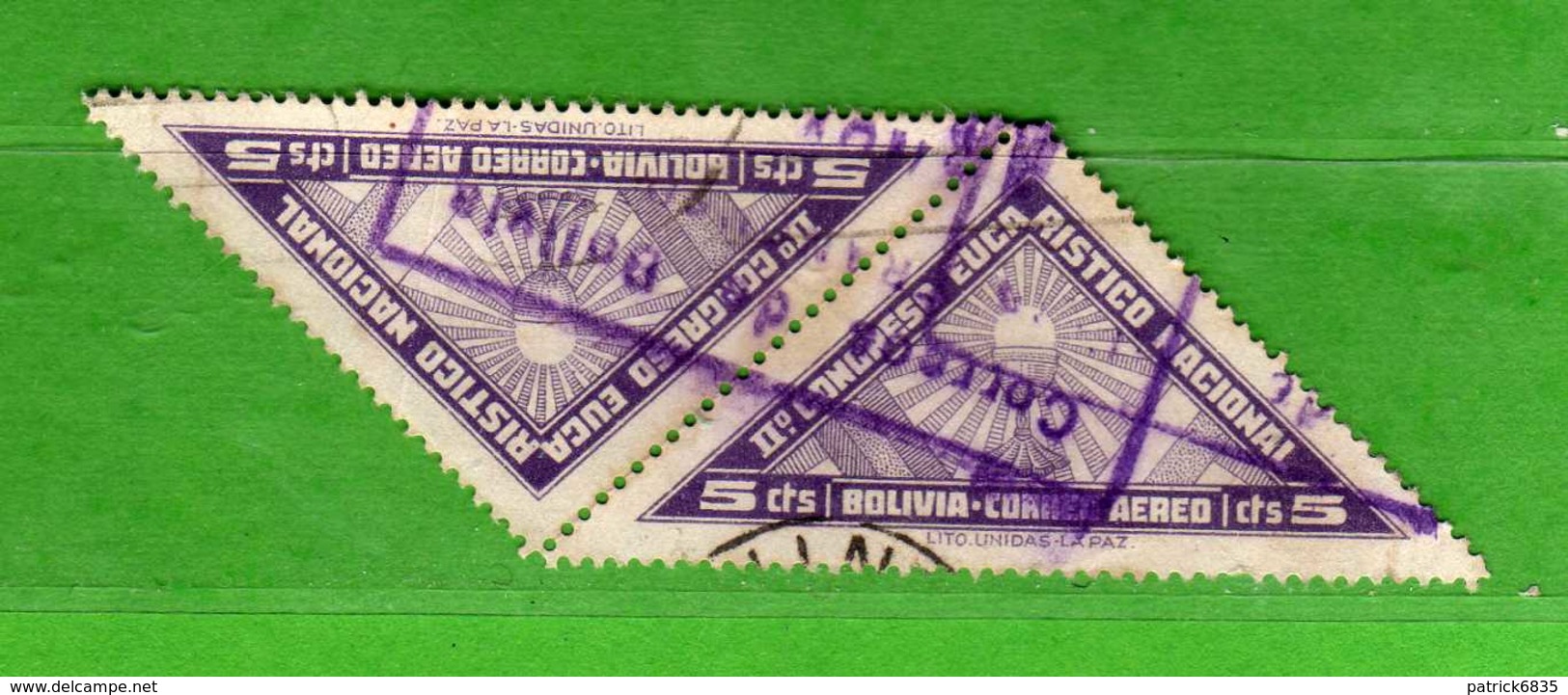 (Us3) BOLIVIA° - 1939 - POSTA AEREA Yvert. 49 Tète-Bèche - Used Oblitéré Vedi Descrizione. - Bolivia