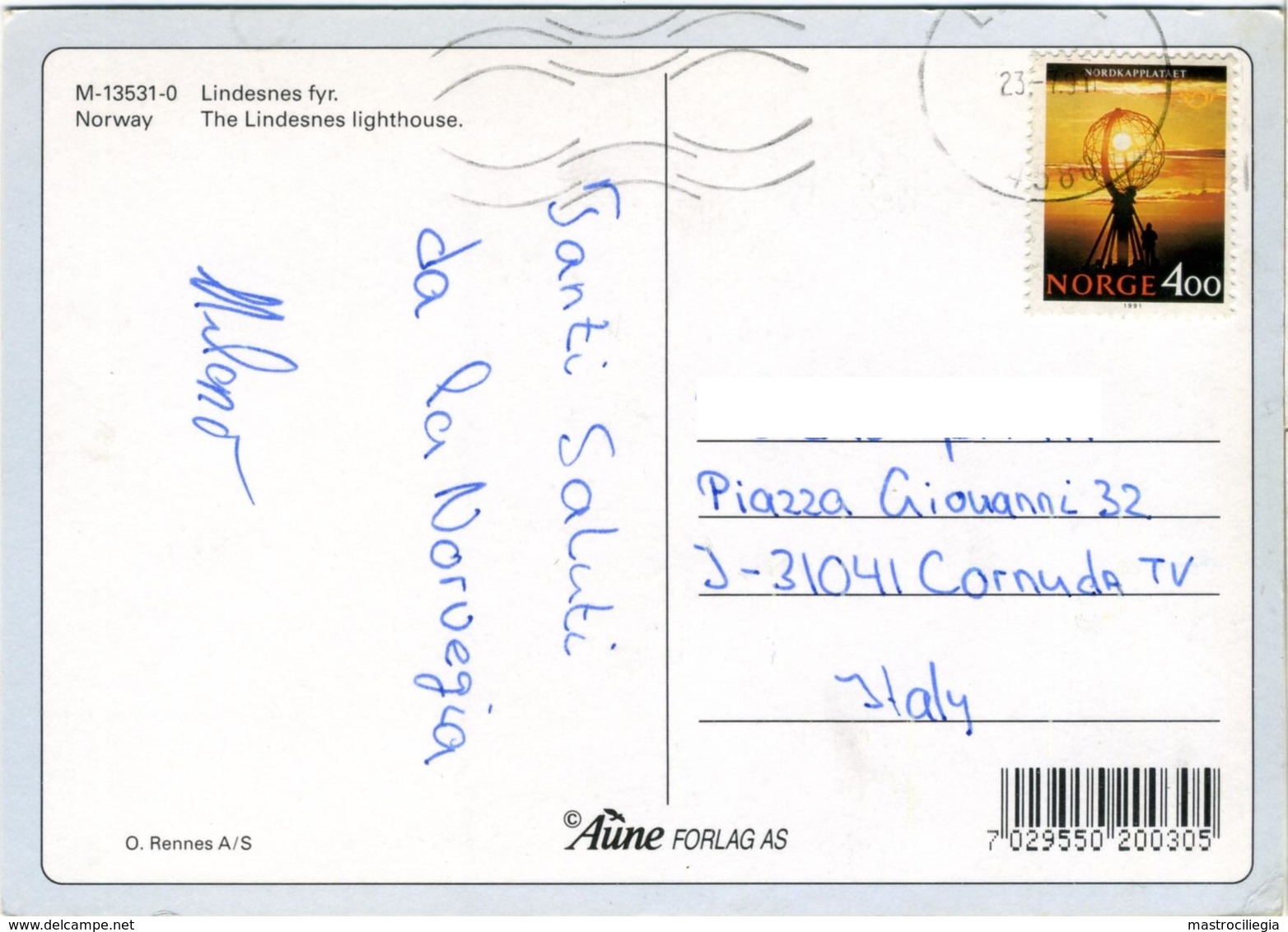 NORGE  NORWAY  NORVEGIA  LINDESNES FYR  The Lindesnes Lighthouse  Faro  Phare  Nice Stamp - Norvegia