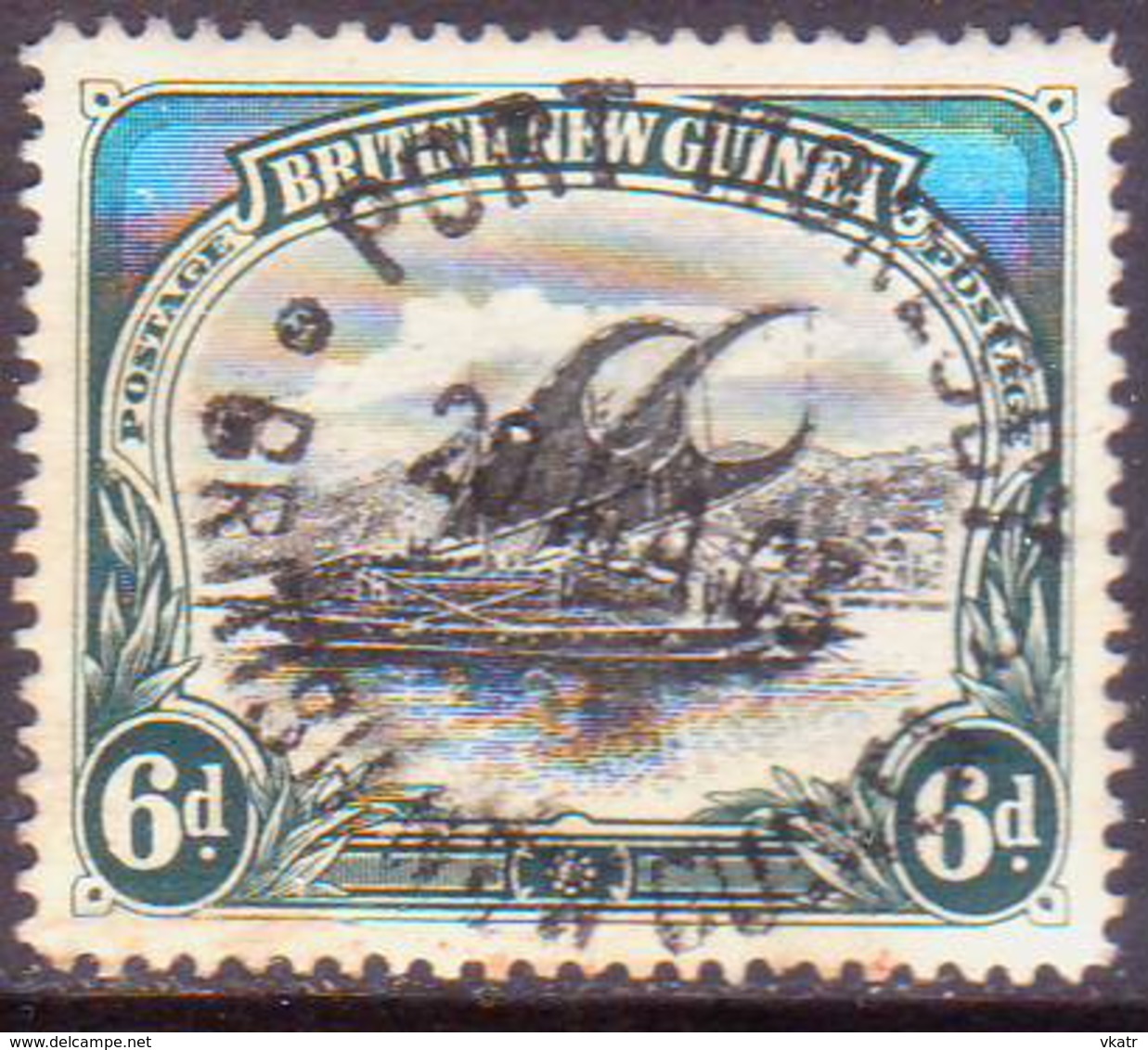 PAPUA (BRITISH NEW GUINEA) 1901 SG #6 6d Used Wmk Horizontal CV £35 - Papua Nuova Guinea