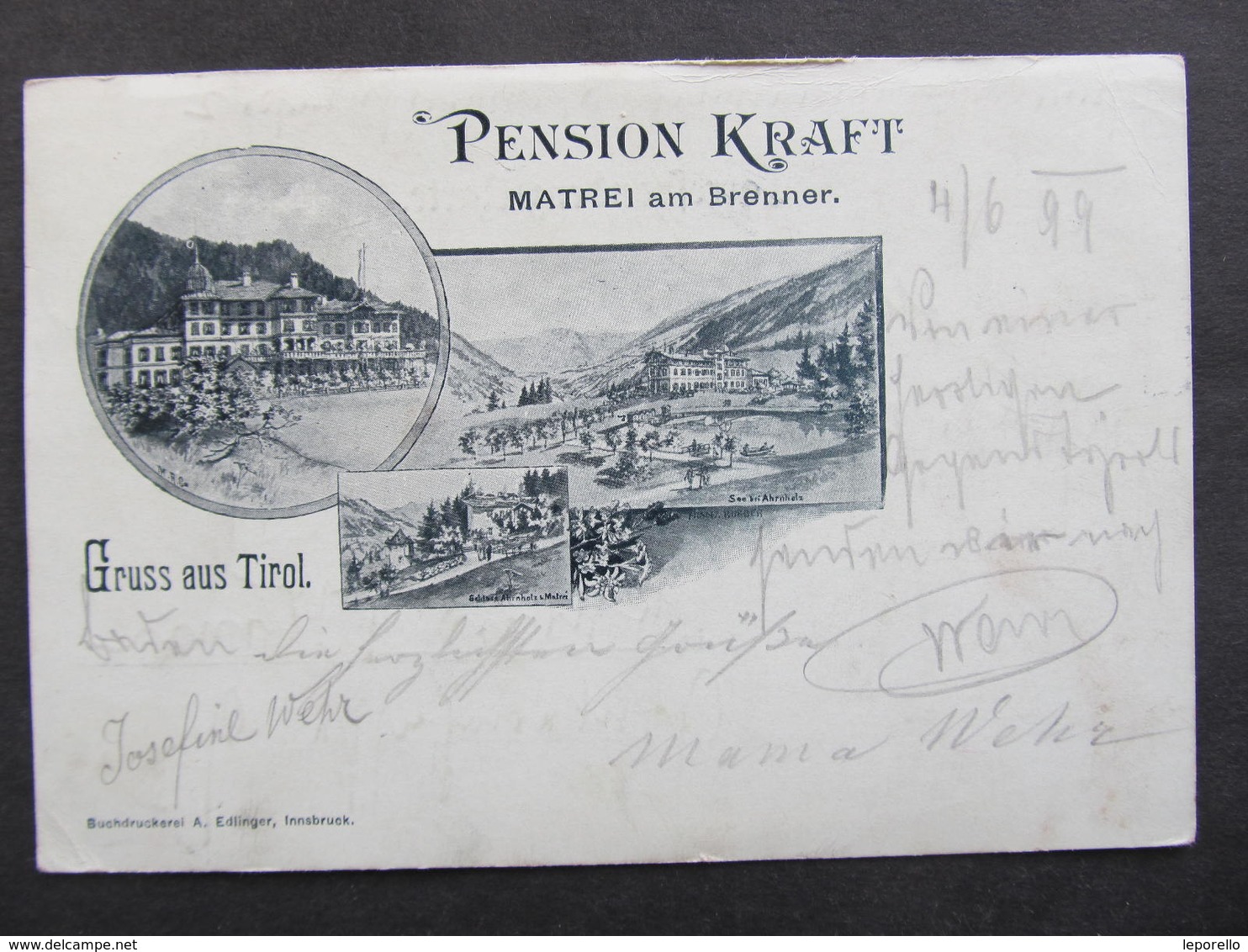 AK MATREI Am Brenner Pension Kraft 1899 //   D*37602 - Matrei Am Brenner