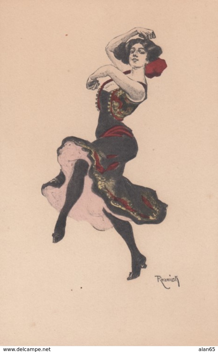 Artist Signed Reznicek Image Woman Dances, Simplicissimus Series VI No 6, C1900s/10s Vintage Postcard - Reznicek, Ferdinand Von