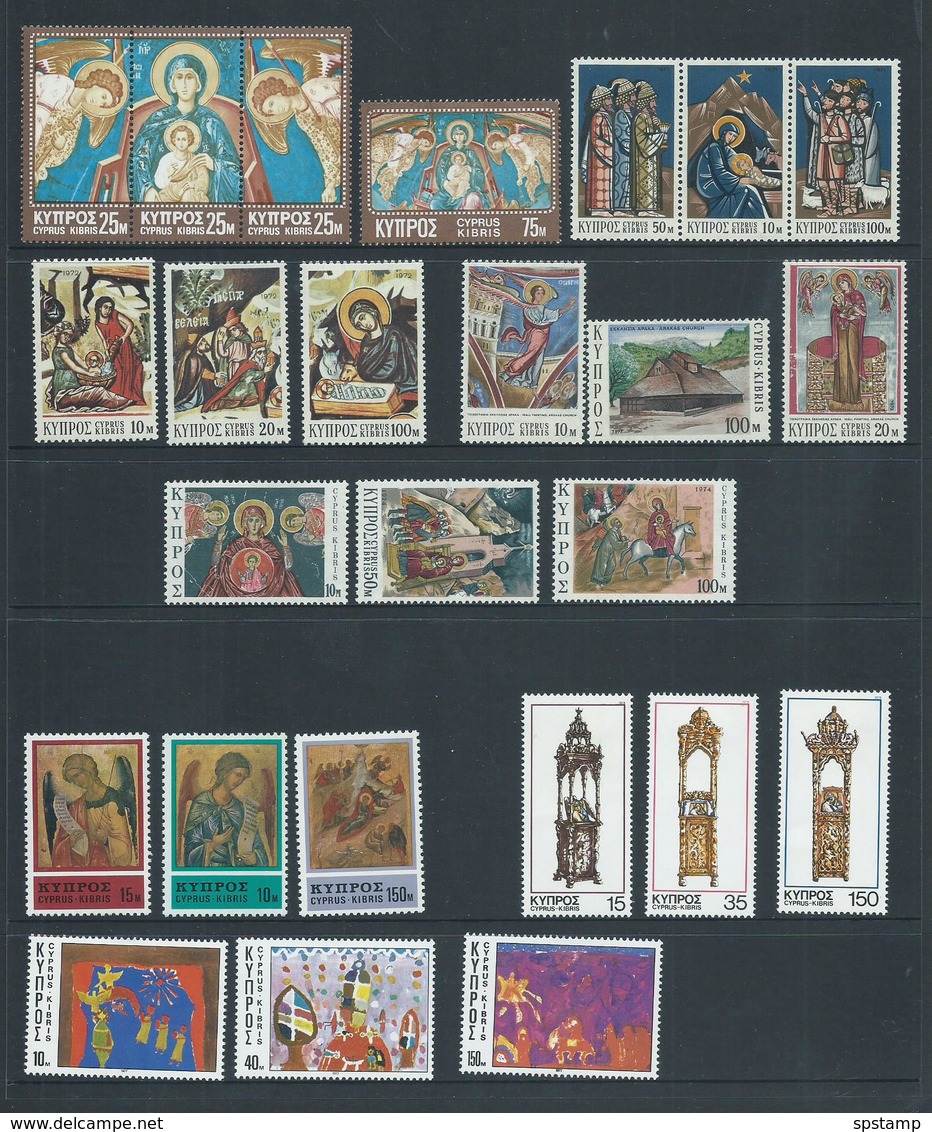 Cyprus 1970 - 1992 20 Different Christmas Sets MLH - Unused Stamps
