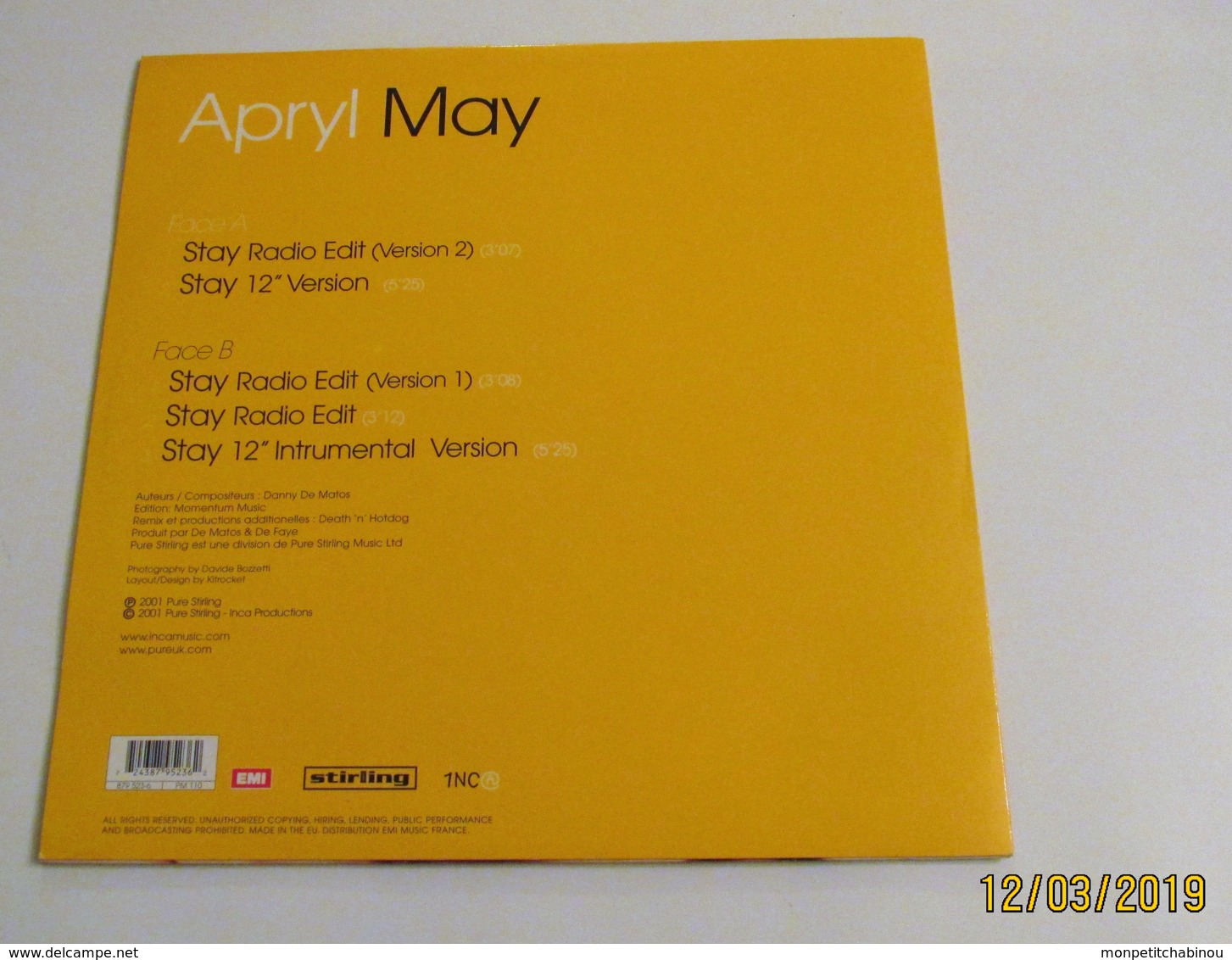 Maxi 33T APRYL MAY : Stay - Dance, Techno & House