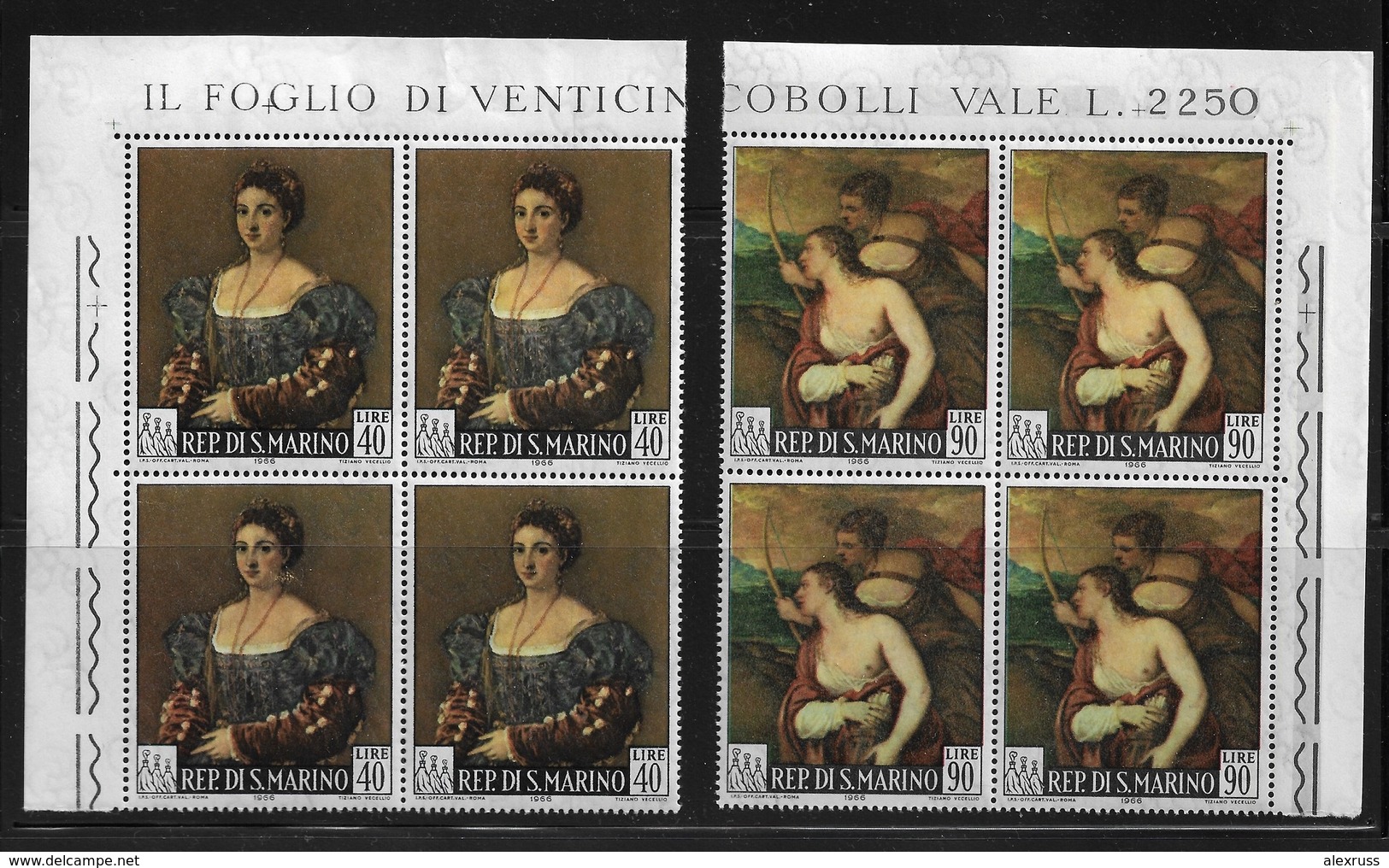 San Marino 1966, Art Titian Paintings, Blocks Scott # 639-642 VF MNH** (NR-7), STOCK IMAGE !!! - Unused Stamps