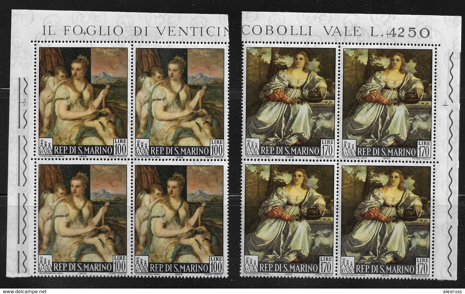 San Marino 1966, Art Titian Paintings, Blocks Scott # 639-642 VF MNH** (NR-7), STOCK IMAGE !!! - Unused Stamps