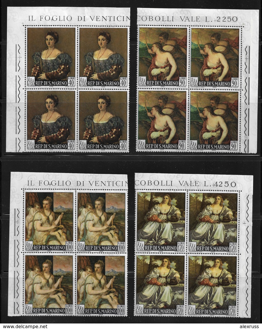 San Marino 1966 Titian Paintings, Blocks Sc # 639-642 VF MNH** (NR-7), STOCK IMAGE !!! - Other & Unclassified