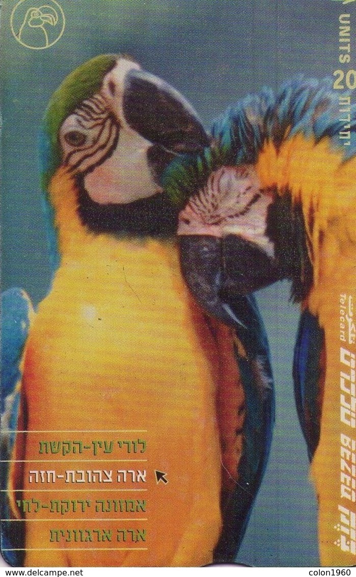 TARJETA TELEFONICA DE ISRAEL (FAUNA), PARROTS - LOROS, Ara Zhovet Haze. BZ-293. (097) - Loros