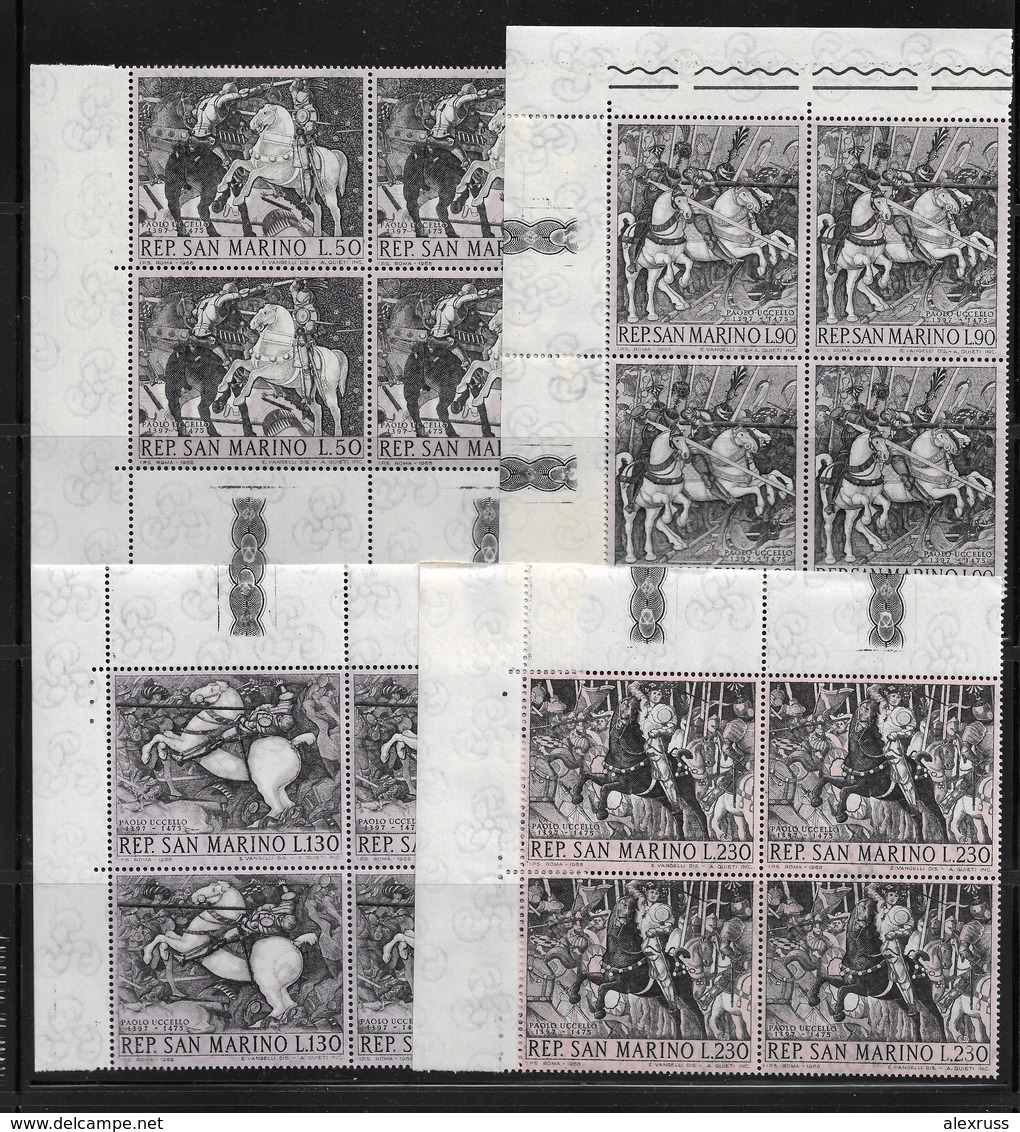 San Marino 1968 Scenes From Battle Of San Romano,1432, By Paolo Uccello ,Blocks Sc # 688-691 VF MNH** RN-7, STOCK !!! - Unused Stamps