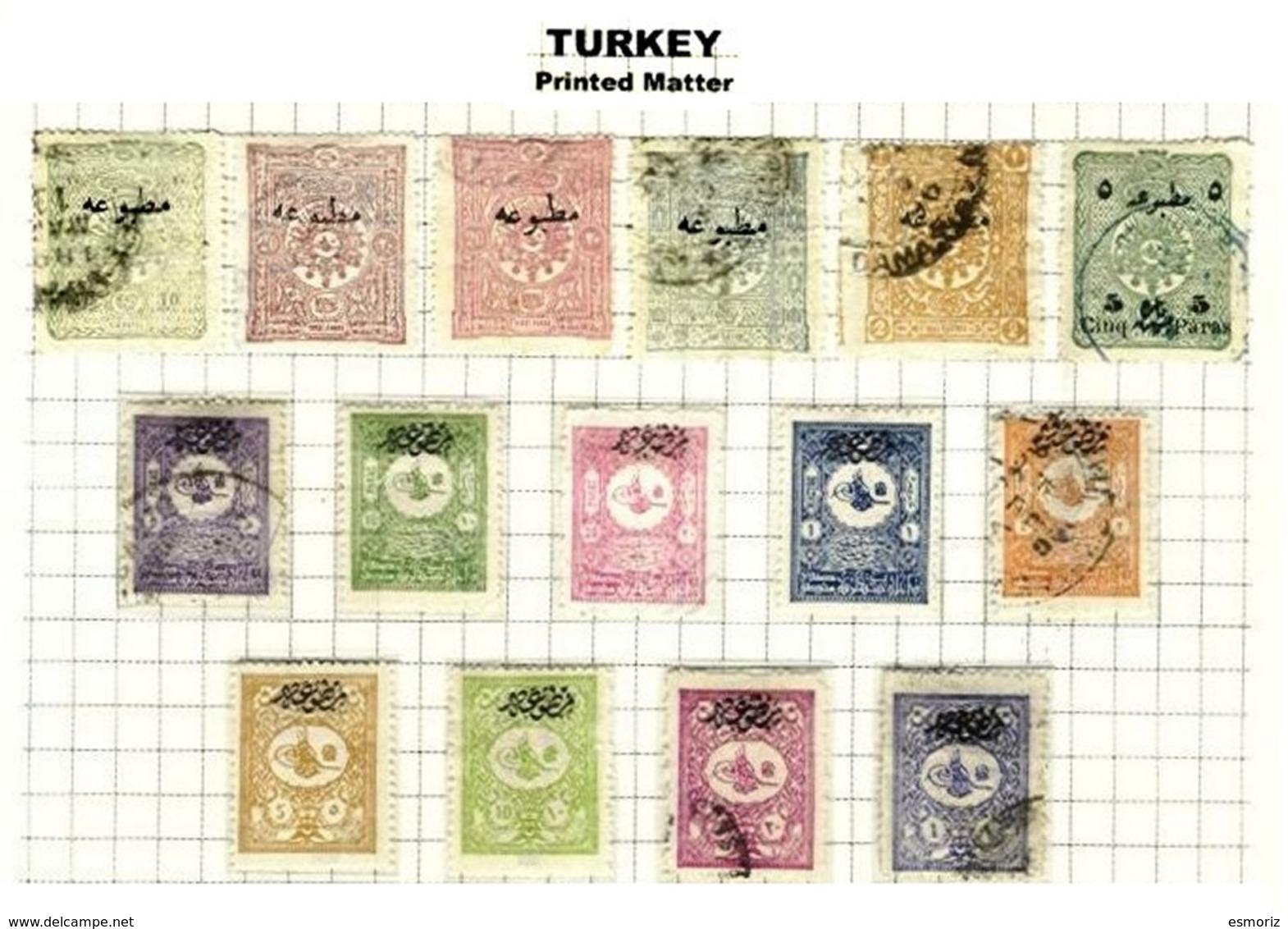 TURKEY, Discount Sale, Printed Matter, Yv 12/16A, 17/20, 23/27, */o M/U, F/VF, Cat. &euro; 95 - Newspaper Stamps