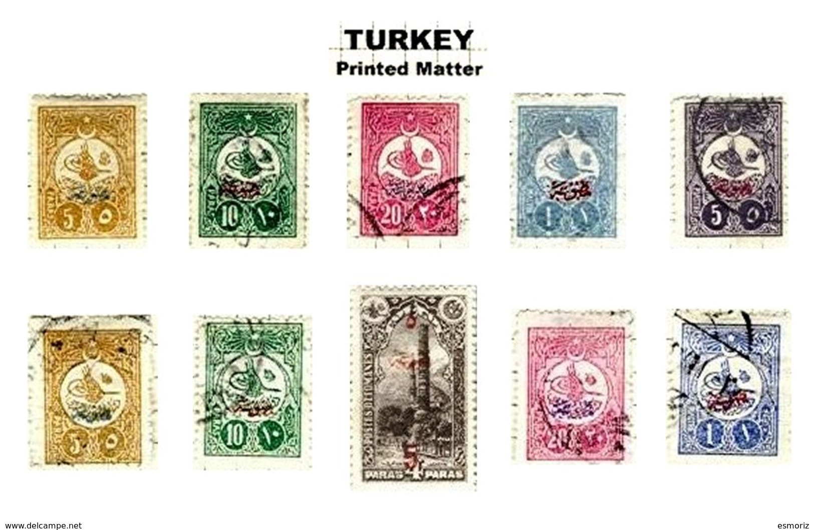 TURKEY, Discount Sale, Printed Matter, Yv 35/38, 40/44, 47, */o M/U, F/VF, Cat. &euro; 40 - Newspaper Stamps