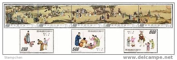 Rep China 1975 Ancient Chinese Painting Stamps- Festivals For New Year Firework Acrobat Monkey Folklore Dog - Other & Unclassified