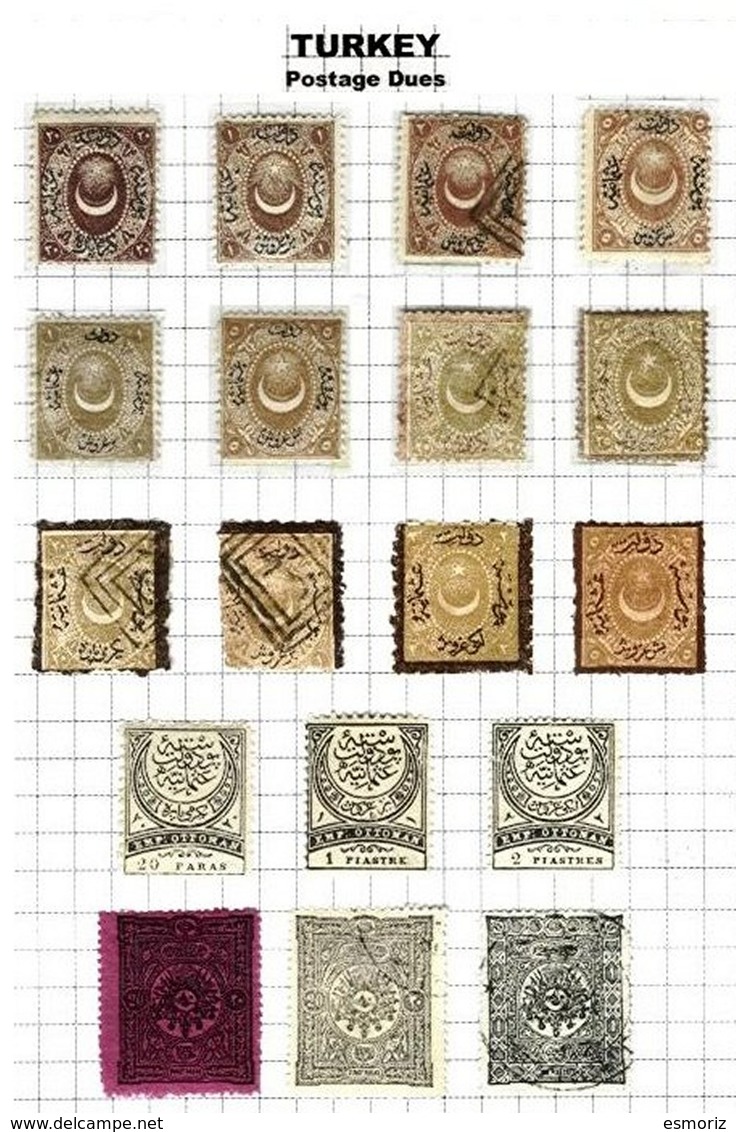 TURKEY, Discount Sale, Postage Dues, Yv 5/8, 15/16, 18/23, 25/30, */o M/U, F/VF, Cat. &euro; 144 - Timbres-taxe