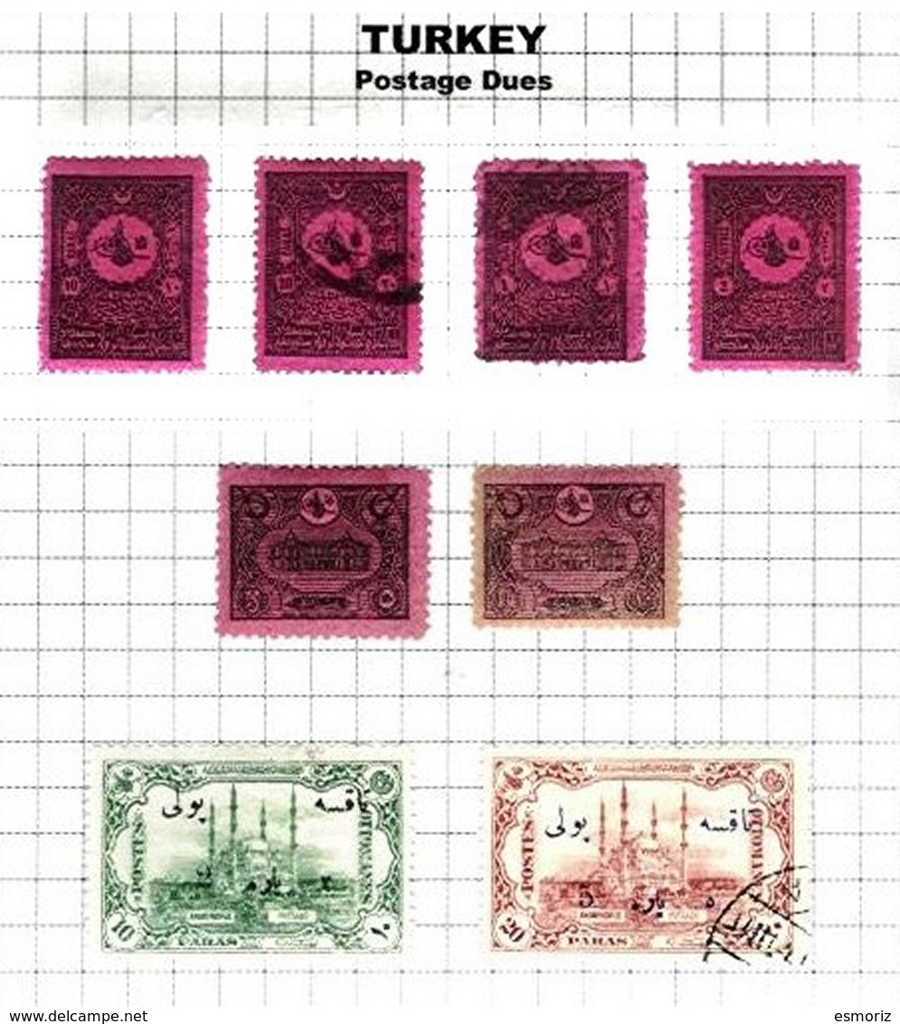 TURKEY, Discount Sale, Postage Dues, Yv 32/37, 51/52, */o M/U, F/VF, Cat. &euro; 27 - Postage Due