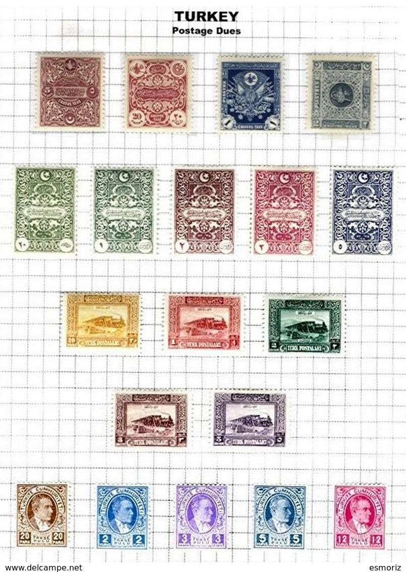 TURKEY, Discount Sale, Postage Dues, Yv 55/73, * MLH, F/VF, Cat. &euro; 58 - Portomarken