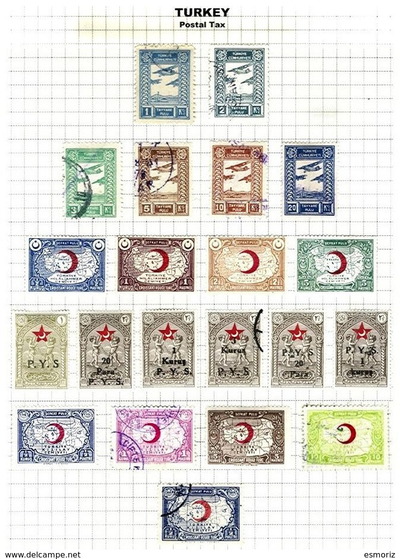 TURKEY, Discount Sale, Postal Tax, Yv 46/62 Disc., */o M/U, F/VF - Timbres De Bienfaisance