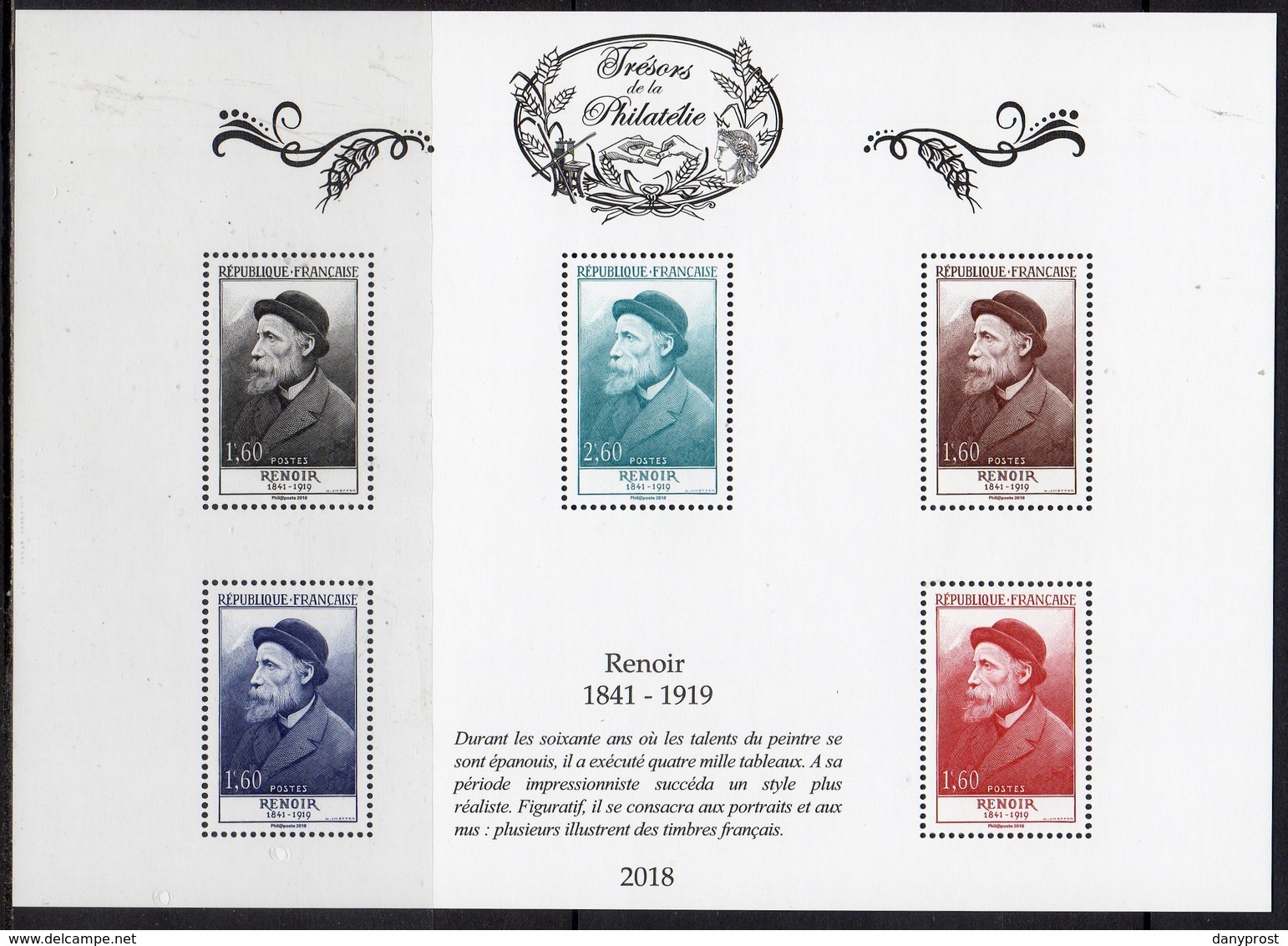 FRANCE 2018 / BS48 "TRESORS DE LA PHILATELIE-Renoir " 5ème ENSEMBLE DE 10 BF / NEUF RARE.. - Neufs