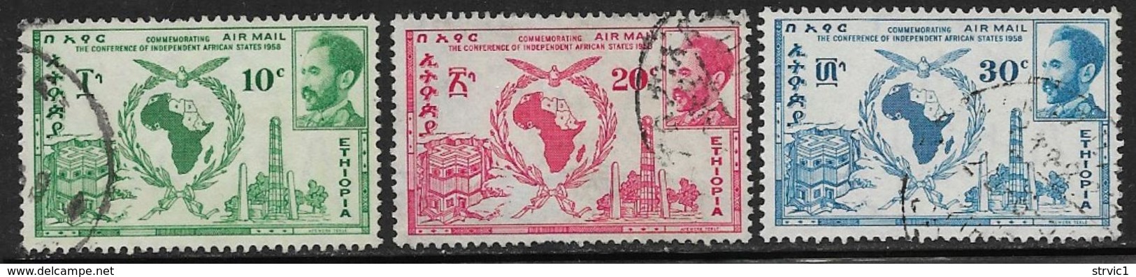 Ethiopia Scott #C57-9 MNH Map, Church, Obelisk, 1958 - Ethiopia