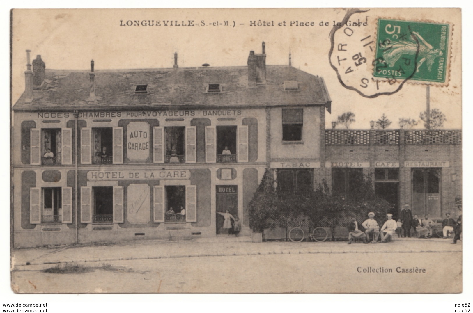 76 - LONGUEVILLE - Hôtel Et Place De La Gare - 1913 - RARE ,#76/002 - Autres & Non Classés