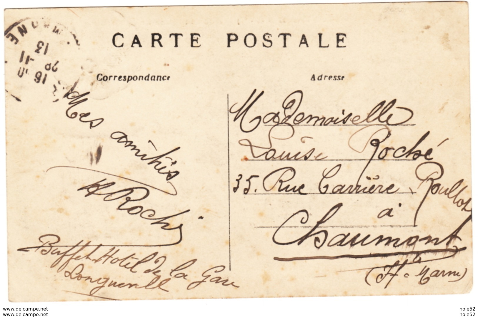 76 - LONGUEVILLE - Hôtel Et Place De La Gare - 1913 - RARE ,#76/002 - Autres & Non Classés