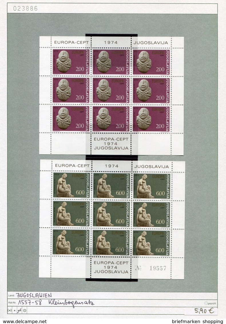 Jugoslawien 1974 - Yougoslavie 1974 - Jugoslavija 1974 - Michel 1557-1558 Im KB-Satz /MF - ** Mnh Neuf Postfris - CEPT - Ungebraucht