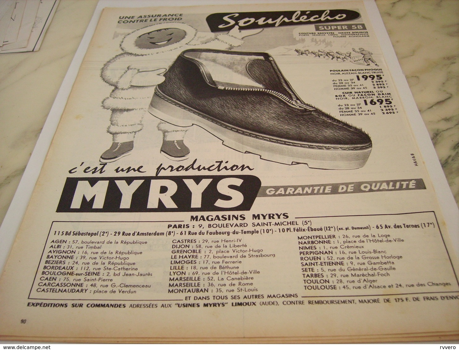 ANCIENNE PUBLICITE C EST UNE PRODUCTION CHAUSSURE MYRYS  1958 - Other & Unclassified