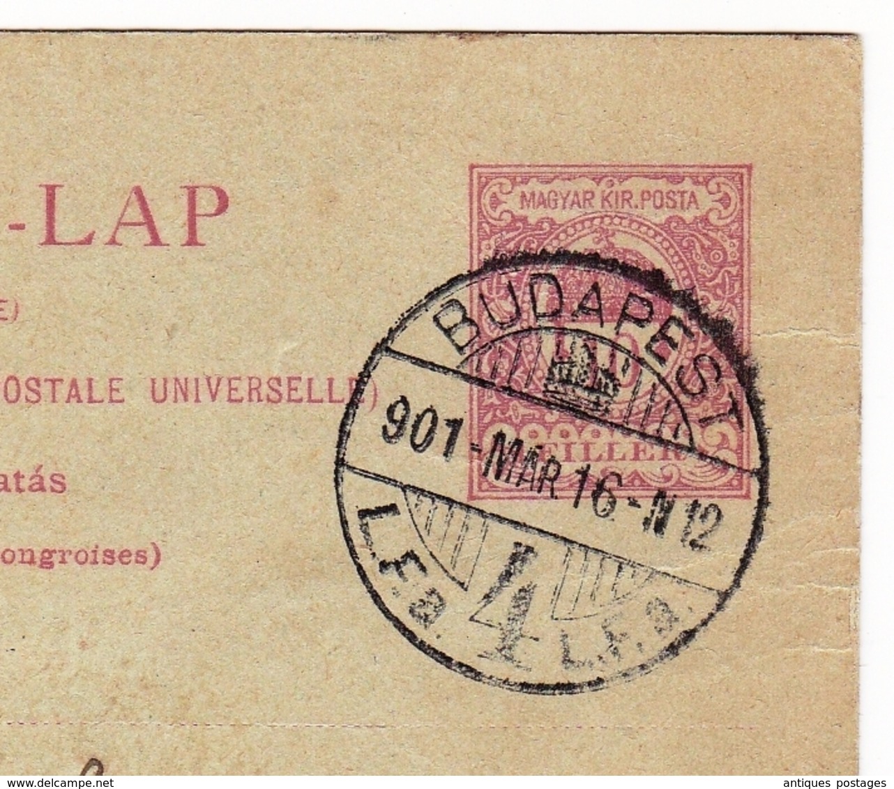 Entier Postal Budapest 1901 Hongrie Magyarország Hungary Suisse Unterägeri Schweiz - Colis Postaux