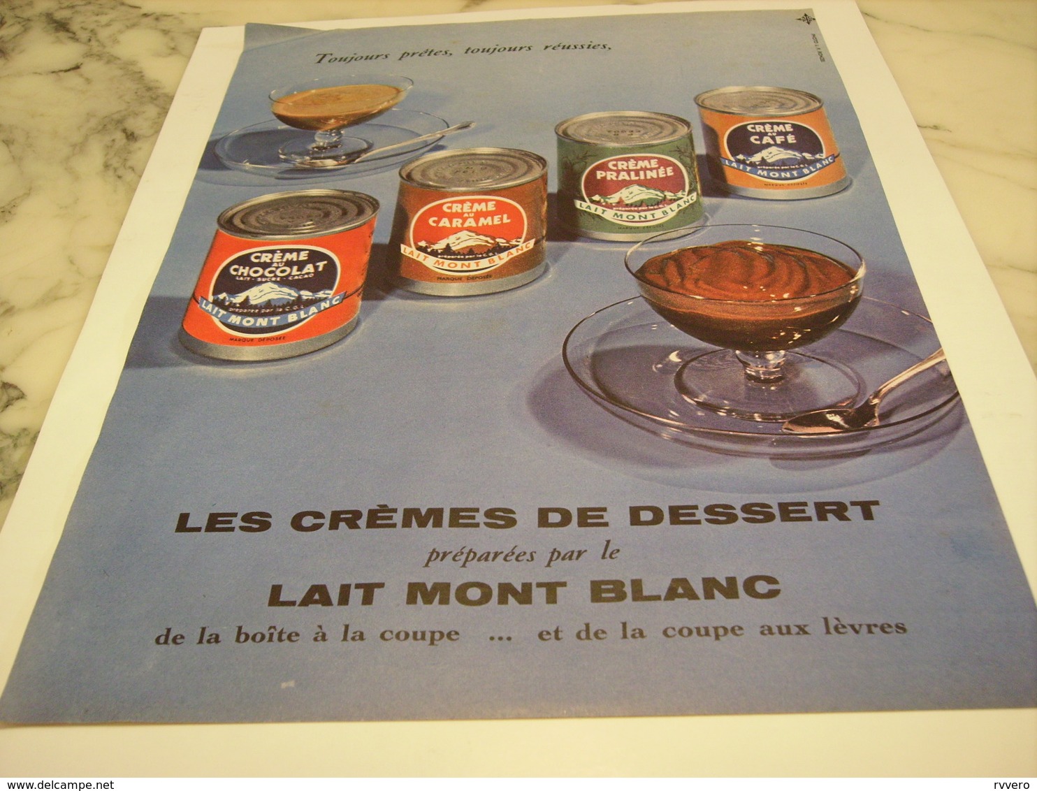 ANCIENNE PUBLICITE TOUJOURS PRETES CREME MONT BLANC 1958 - Affiches