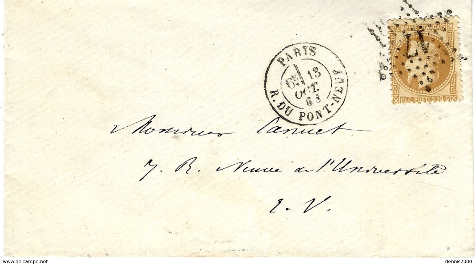 1868- Enveloppe De PARIS / R.DU PONT-NEUF  Affr N°28  Oblit. étoile 17   ( Courrier Local ) - 1849-1876: Période Classique