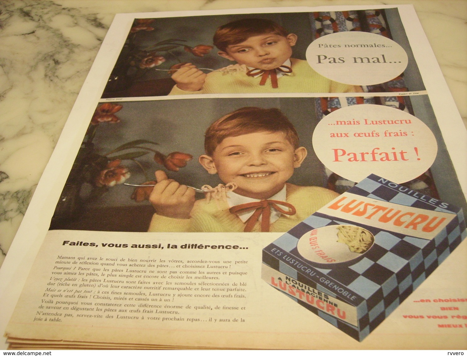 ANCIENNE PUBLICITE FAITES VOUS AUSSI LA DIFFERENCE PATE  LUSTUCRU 1958 - Affiches