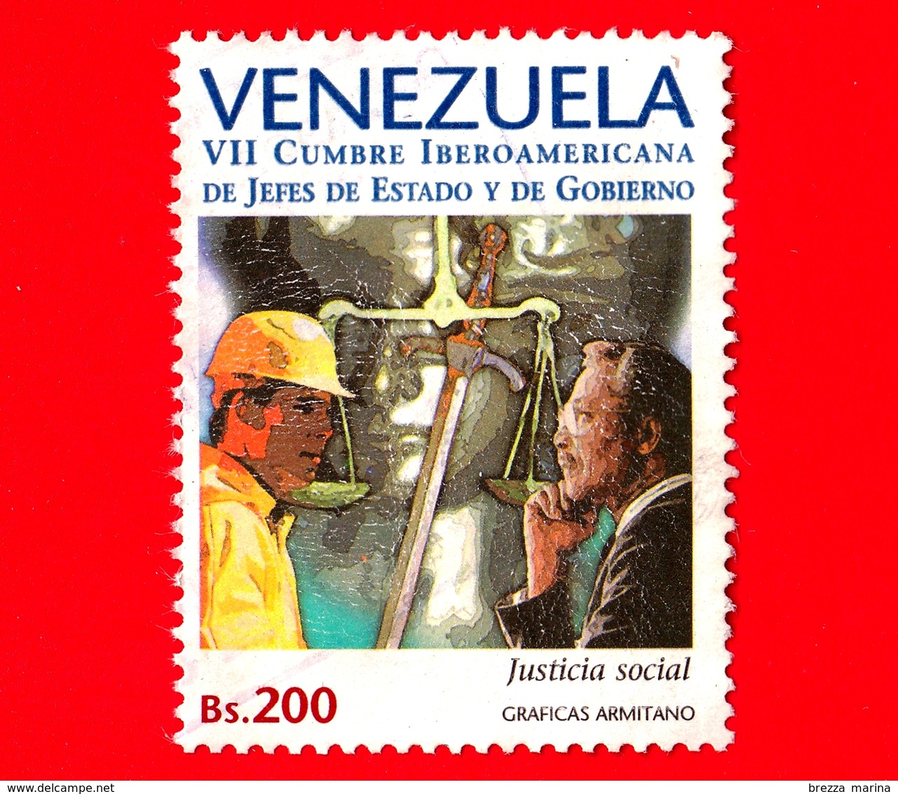 VENEZUELA - Usato - 1997 - 7 ° Summit Dei Capi Di Stato E Di Governo Dell'America Latina - Giustizia Sociale - 200 - Venezuela