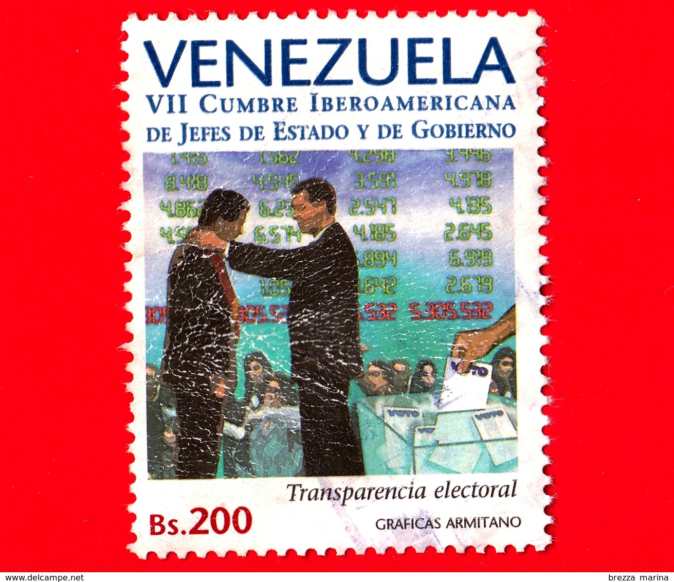 VENEZUELA - Usato - 1997 - 7 ° Summit Dei Capi Di Stato E Di Governo Dell'America Latina - Trasparenza Elettoralr - 200 - Venezuela