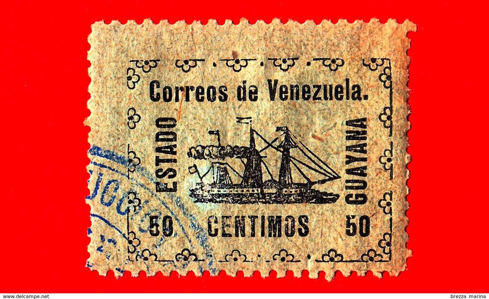 VENEZUELA - Usato - 1903 - Piroscafo Rivoluzionario 'Ban-Righ' - ESTADO GUAYANA - 50 - Venezuela