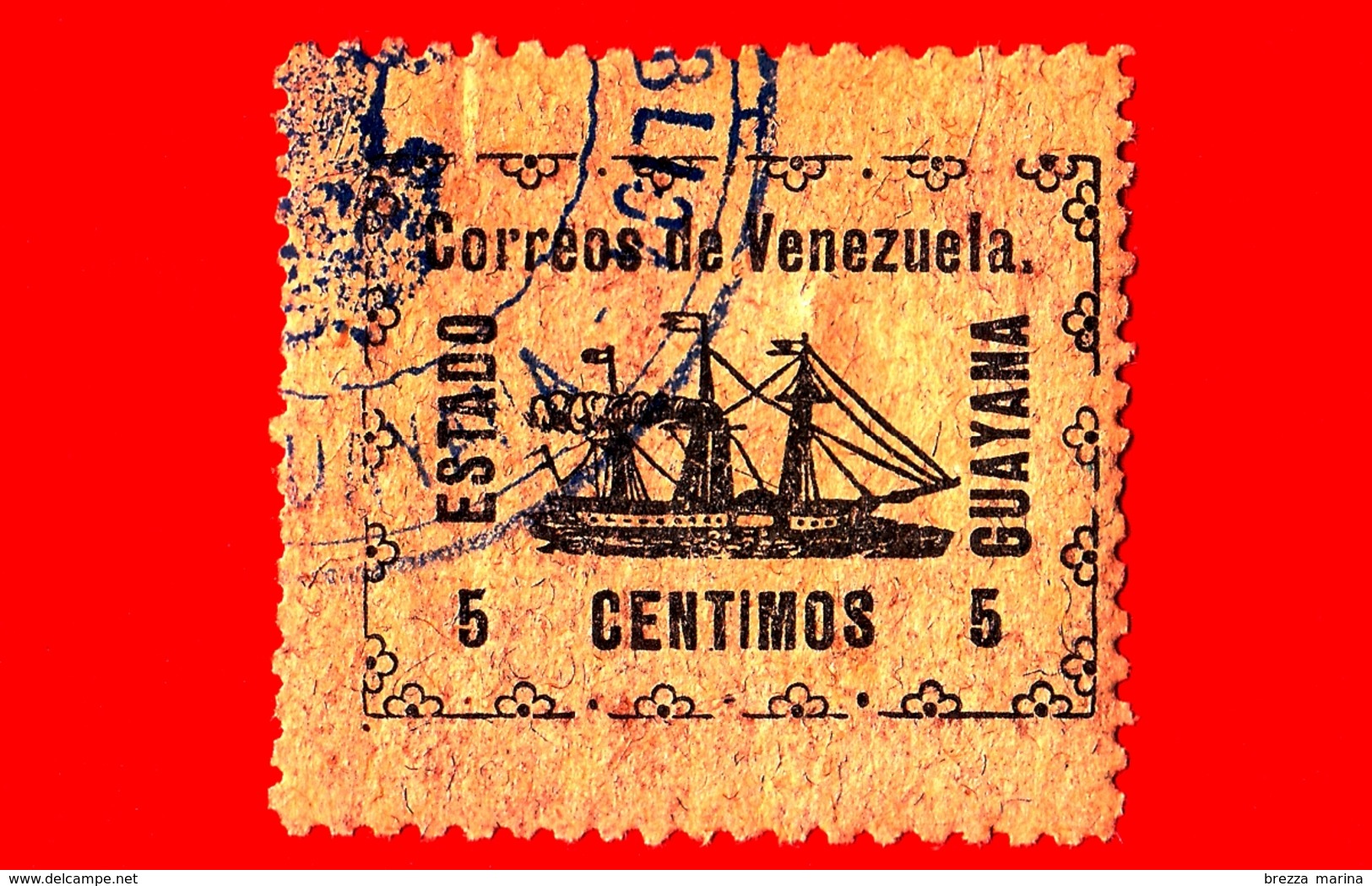 VENEZUELA - Usato - 1903 - Piroscafo Rivoluzionario 'Ban-Righ' - ESTADO GUAYANA - 5 - Venezuela