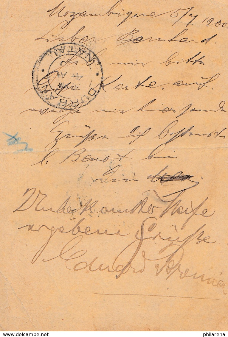 Mocambique 1900: Post Card  Lourenco Marquesto To Johannesburg/Transvaal - Mozambique