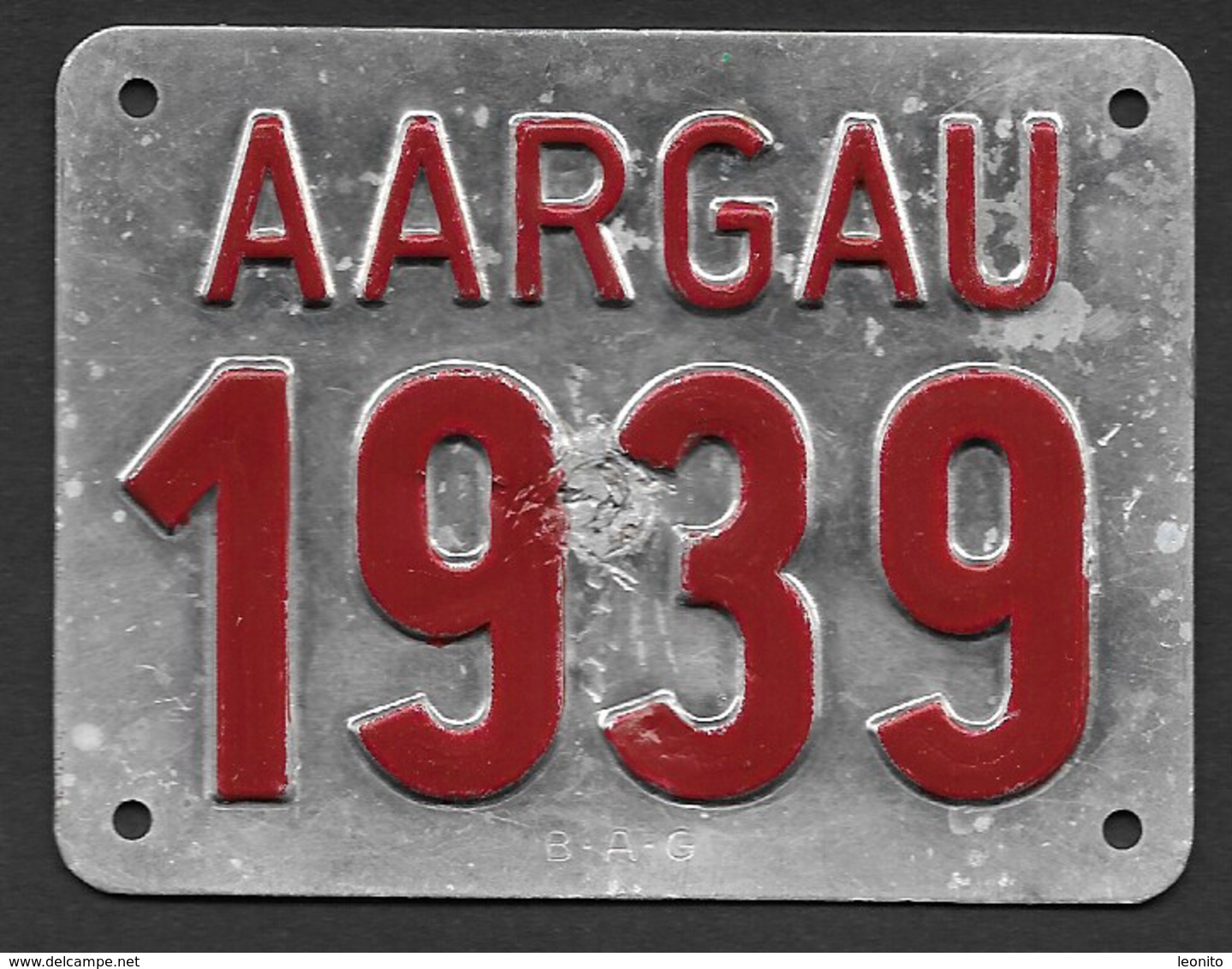 Velonummer Aargau AG 39 - Plaques D'immatriculation