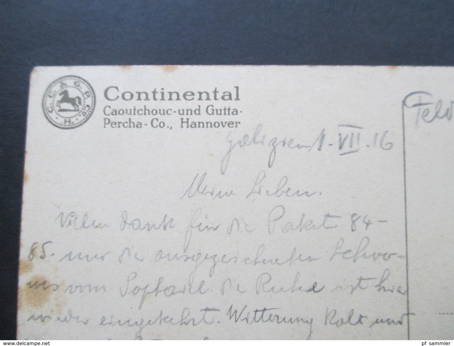 AK Werbepostkarte 1916 Continental Equipagen Reifen / Pferdekutsche Feldpostkarte 1. WK Fuss Artillerie Batterie 118 - Werbepostkarten