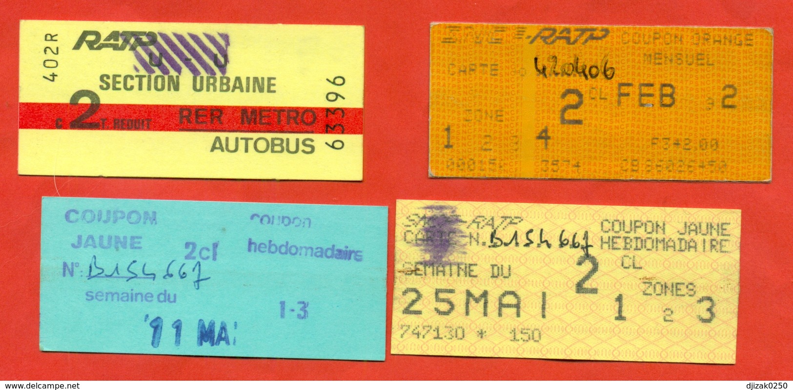 France 1991-92. City Paris. Lot Of 4 Tickets. - Europe