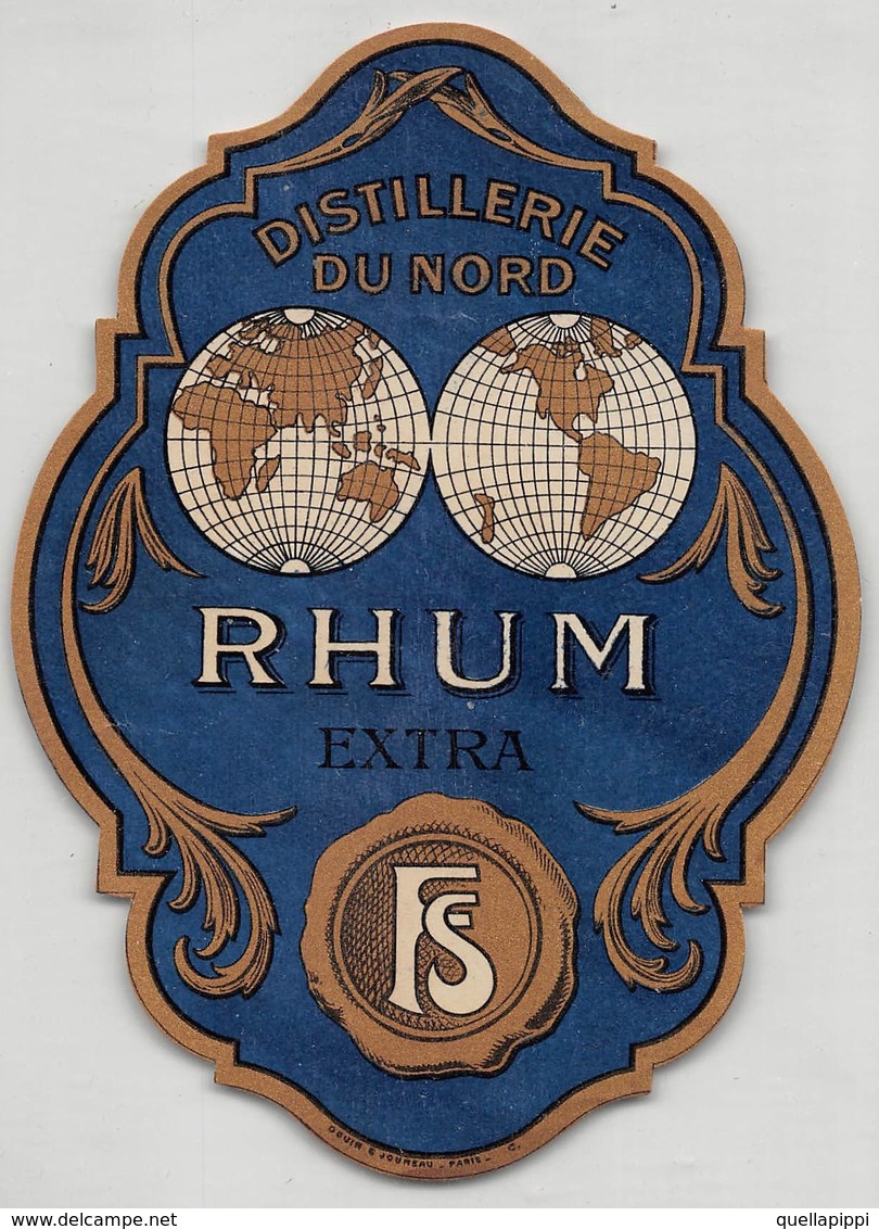 D9188 "RHUM EXTRA - DISTILLERIE DU NORD".  ETICHETTA ORIGINALE. - Rhum