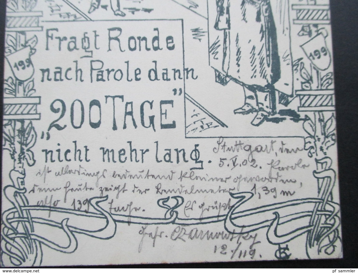 Stuttgart 1902 Parole 200 / Fragt Ronde Nach Parole Dann "200 Tage" Nicht Mehr Lang. Soldaten Vor Der Kaserne. Württ. Re - Kasernen