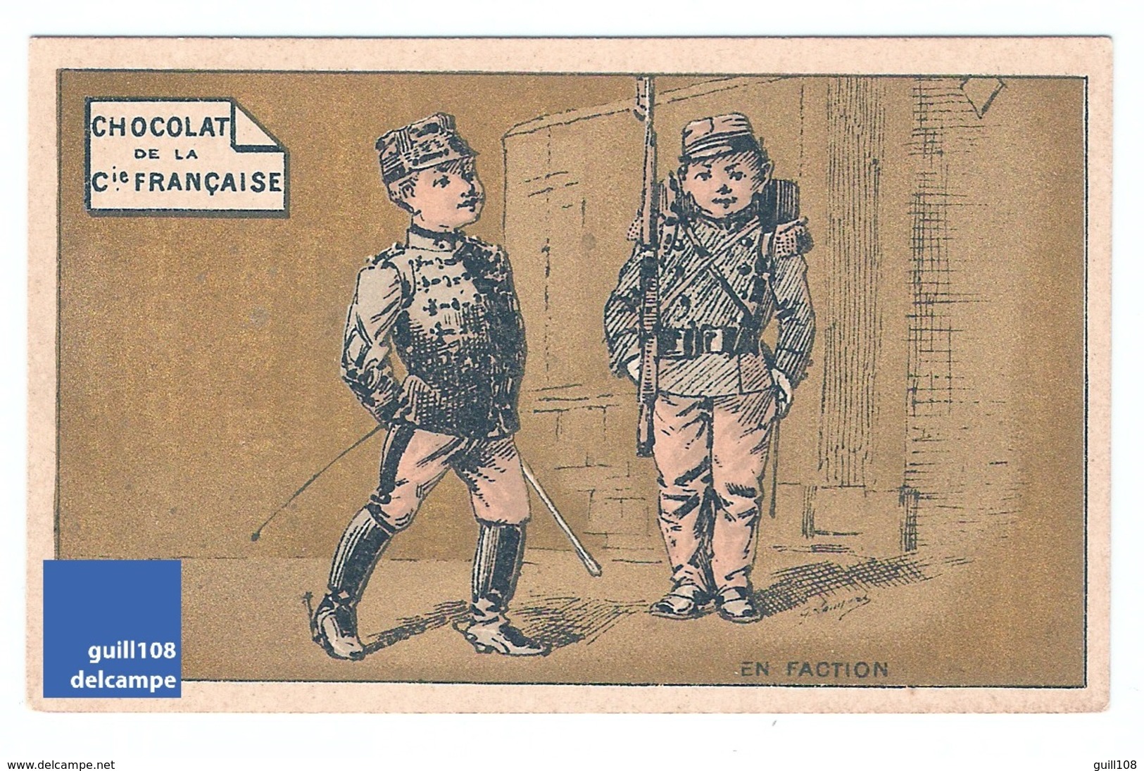 Jolie Chromo Dorée Faction Fusil Arme Militaire Militaria Armée French Victorian Trade Card Army Military Soldier A28-6 - Sonstige & Ohne Zuordnung