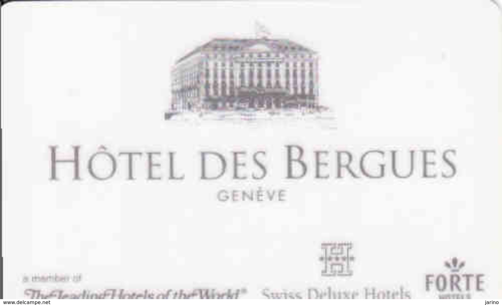 Swiss, Hotel Magnetic Keycard,  Hotel Des Bergues Geneve, Swiss Deluxe Hotels, Forte Hotels - Cartes D'hotel