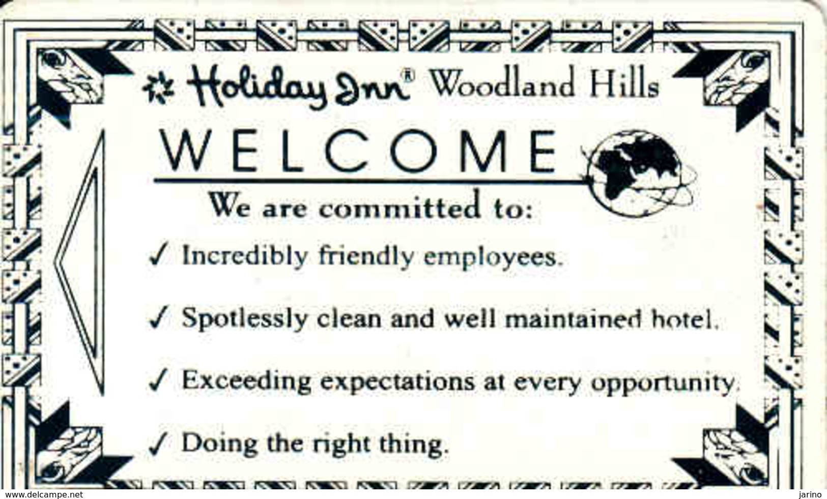 United States, Hotel Magnetic Keycard, Holiday Inn Hotel - Woodland Hills, California - Cartes D'hotel