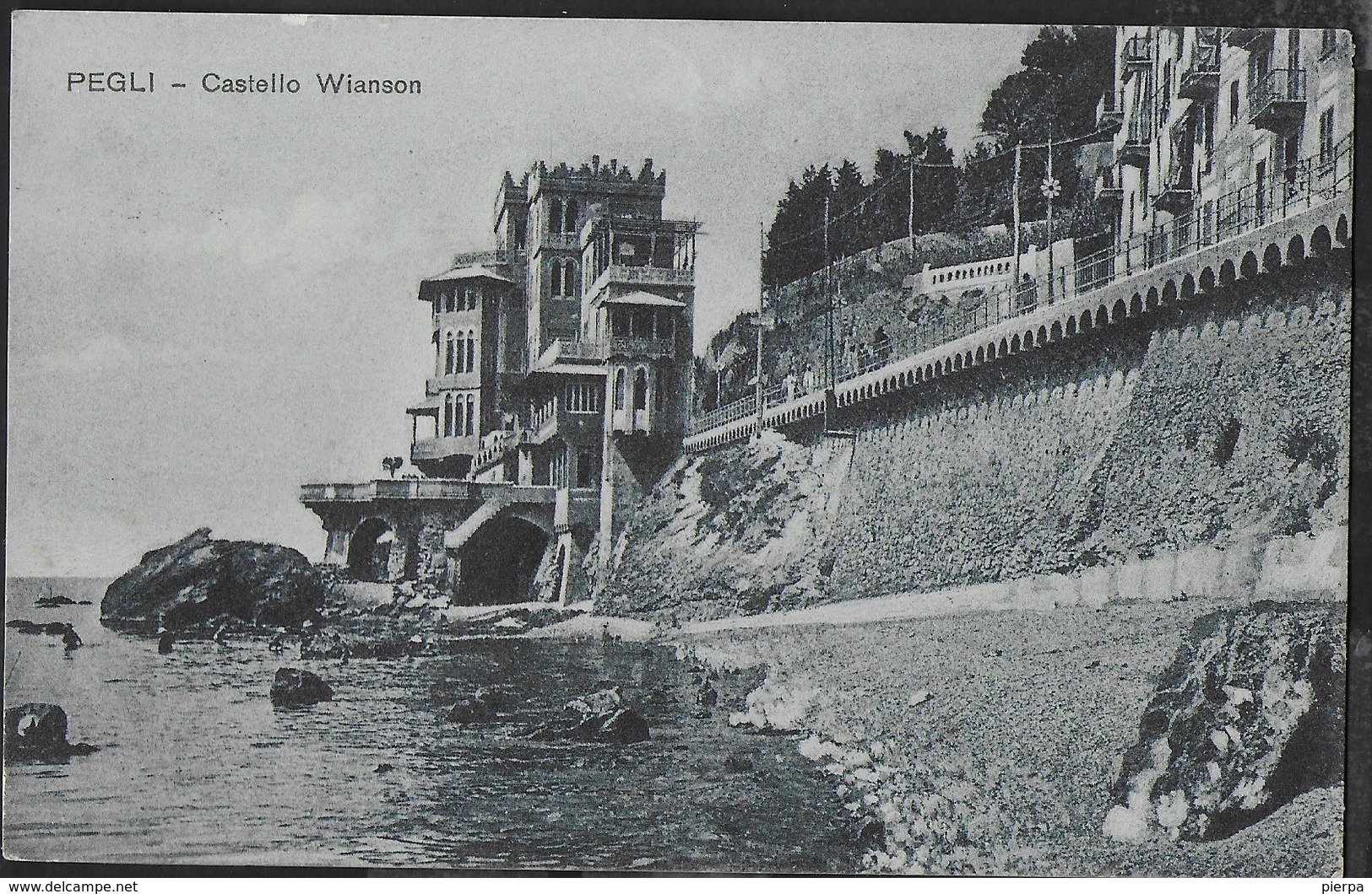 PEGLI - CASTELLO WIANSON - FORMATO PICCOLO - FOTOTIPO BARBERIS & BLUNDO - VIAGGIATA 1915 FRANCOBOLLO DIFETTOSO - Castelli