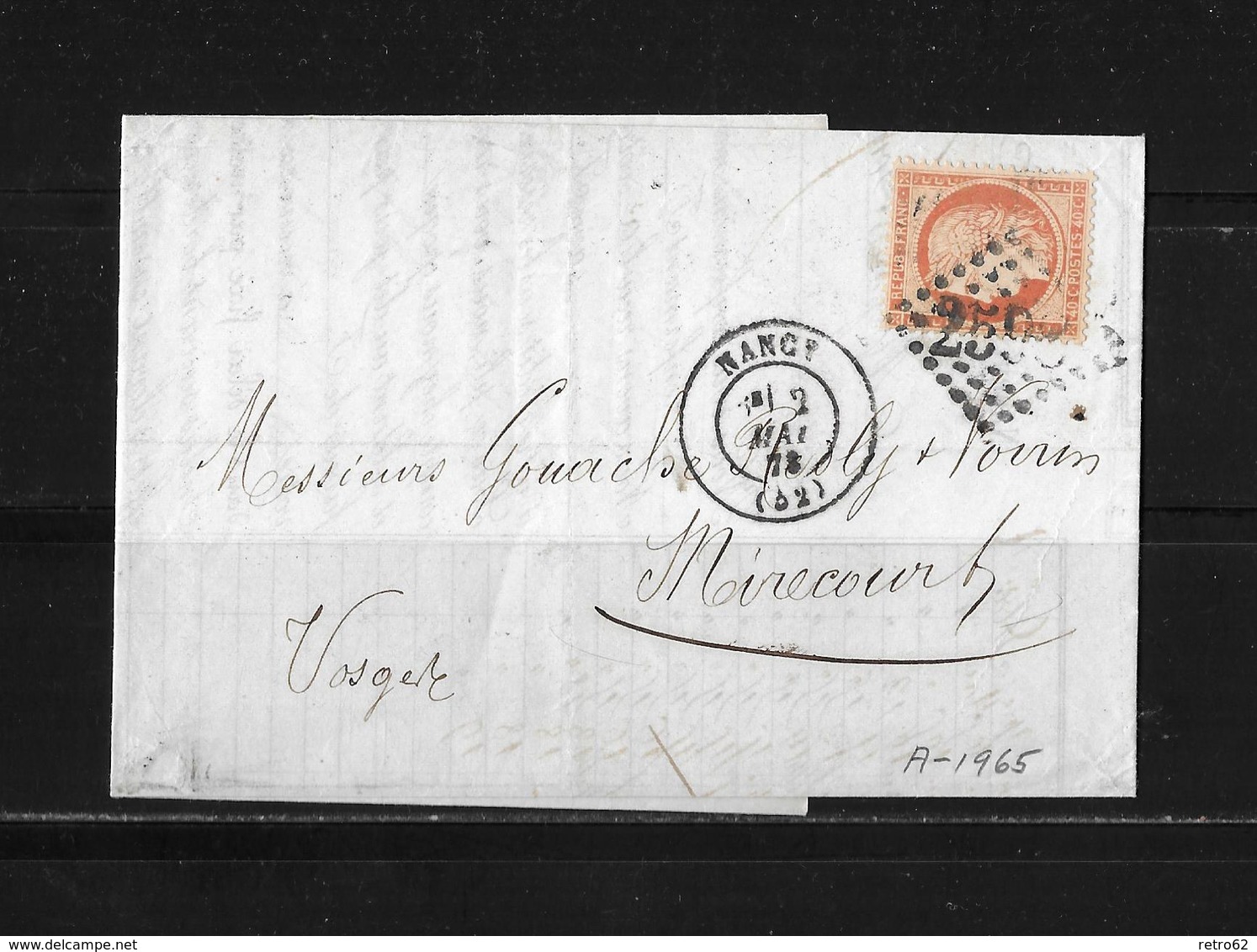 1873 FRANKREICH → Brief Nancy Nach Mirecourt - 1871-1875 Cérès
