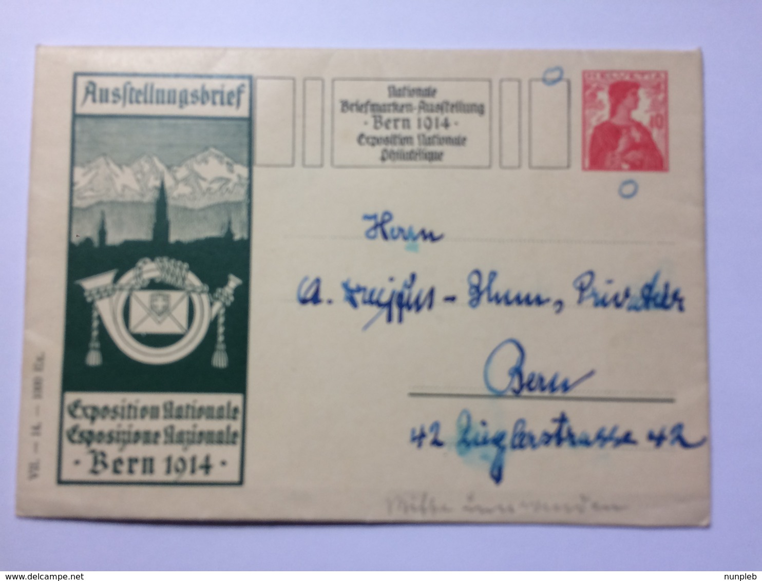 SWITZERLAND `austellungsbrief 1914 Exposition Nationale` Illustration - Rear Has 1956 Stamp With Bethlehem Mark - Covers & Documents