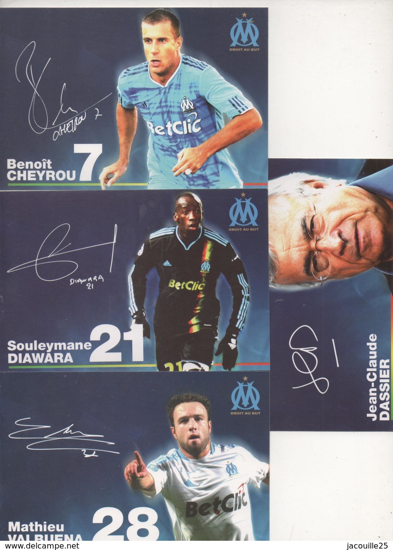 LOT DE 4 CARTES CP CARTE POSTALE  FOOT FOOTBALL OM OLYMPIQUE DE MARSEILLE - Non Classés