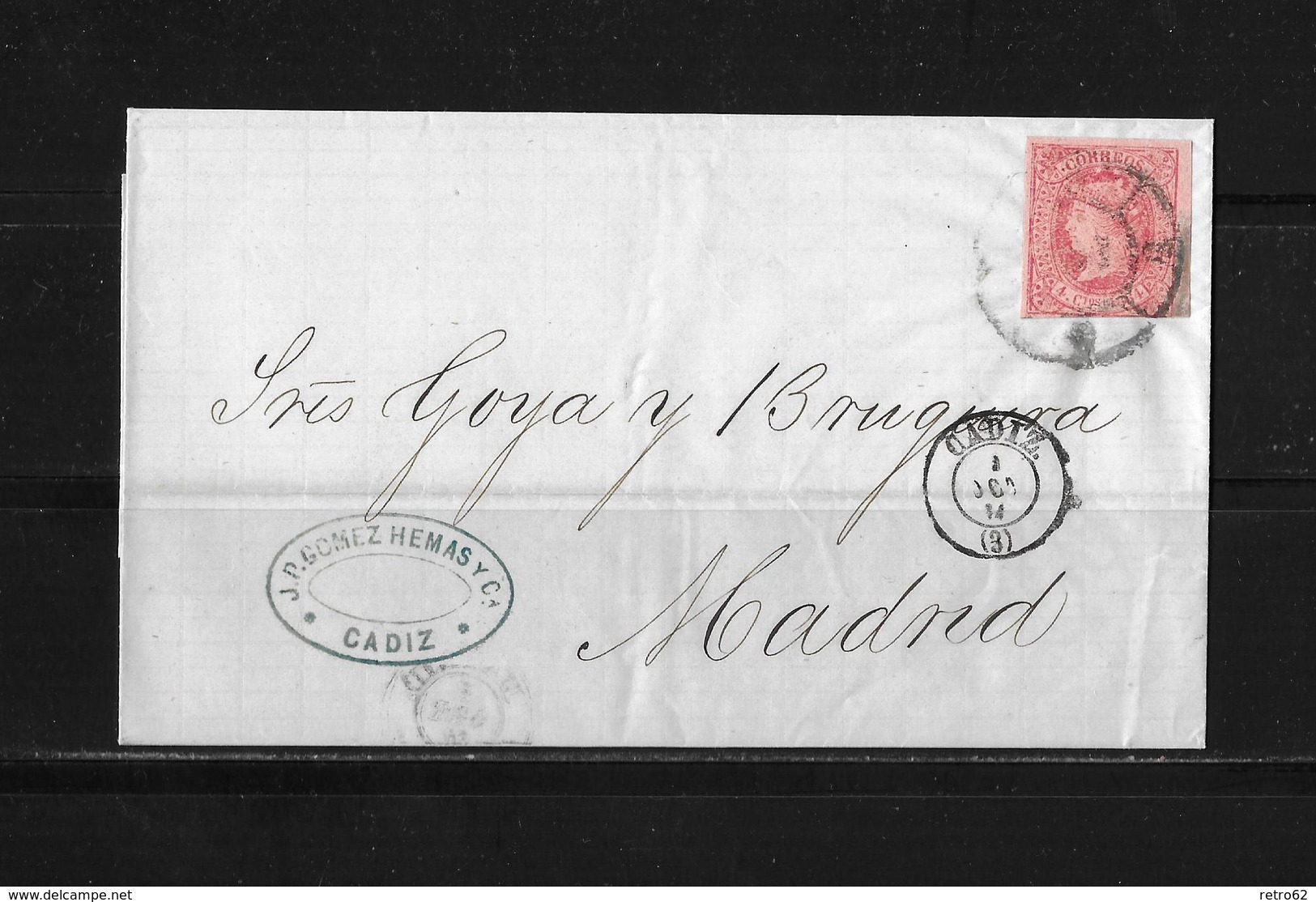 1864 SPANIEN → Brief Cadiz Nach Madrid - Lettres & Documents