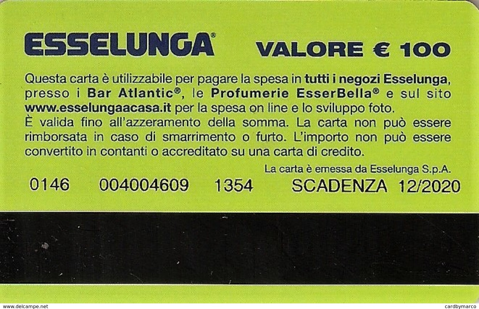 *ITALIA - ESSELUNGA - GIFT CARD (12/2020)* - Cartes Cadeaux