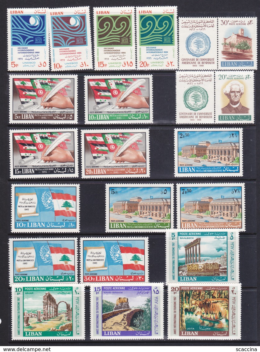 Libano  1965-69  22 Serie Cpl Di  P.A. Tra I N/n Yv. 344  E 493  Tutti  MNH ** - Libano