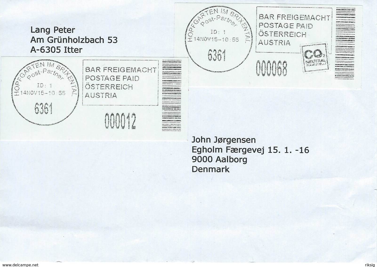 Cover Sent To Denmark.  H-156 - Franking Machines (EMA)